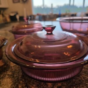 Elegant Purple Glass Cookware Set
